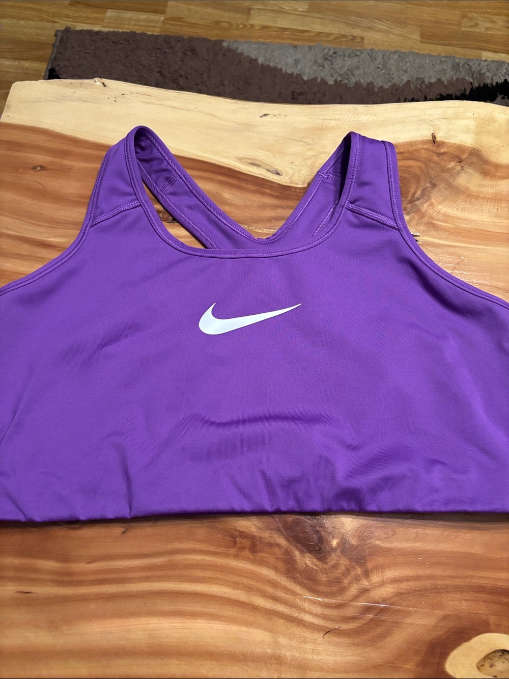 Nike Purple Racerback Sports Bra with White Swoosh